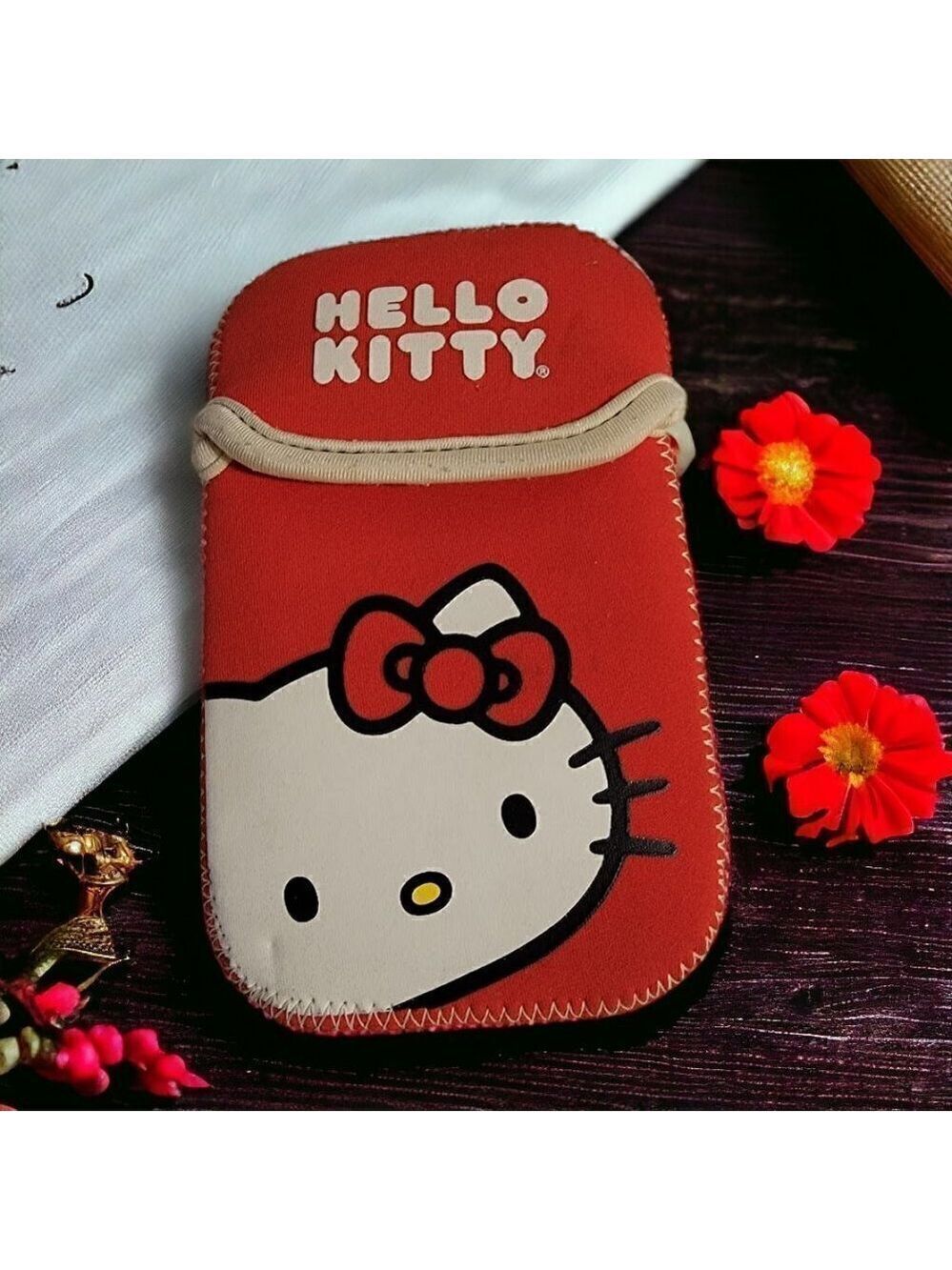 Universal Hello Kitty Style Multipurpose Phone Case Bag Pouch Red/White